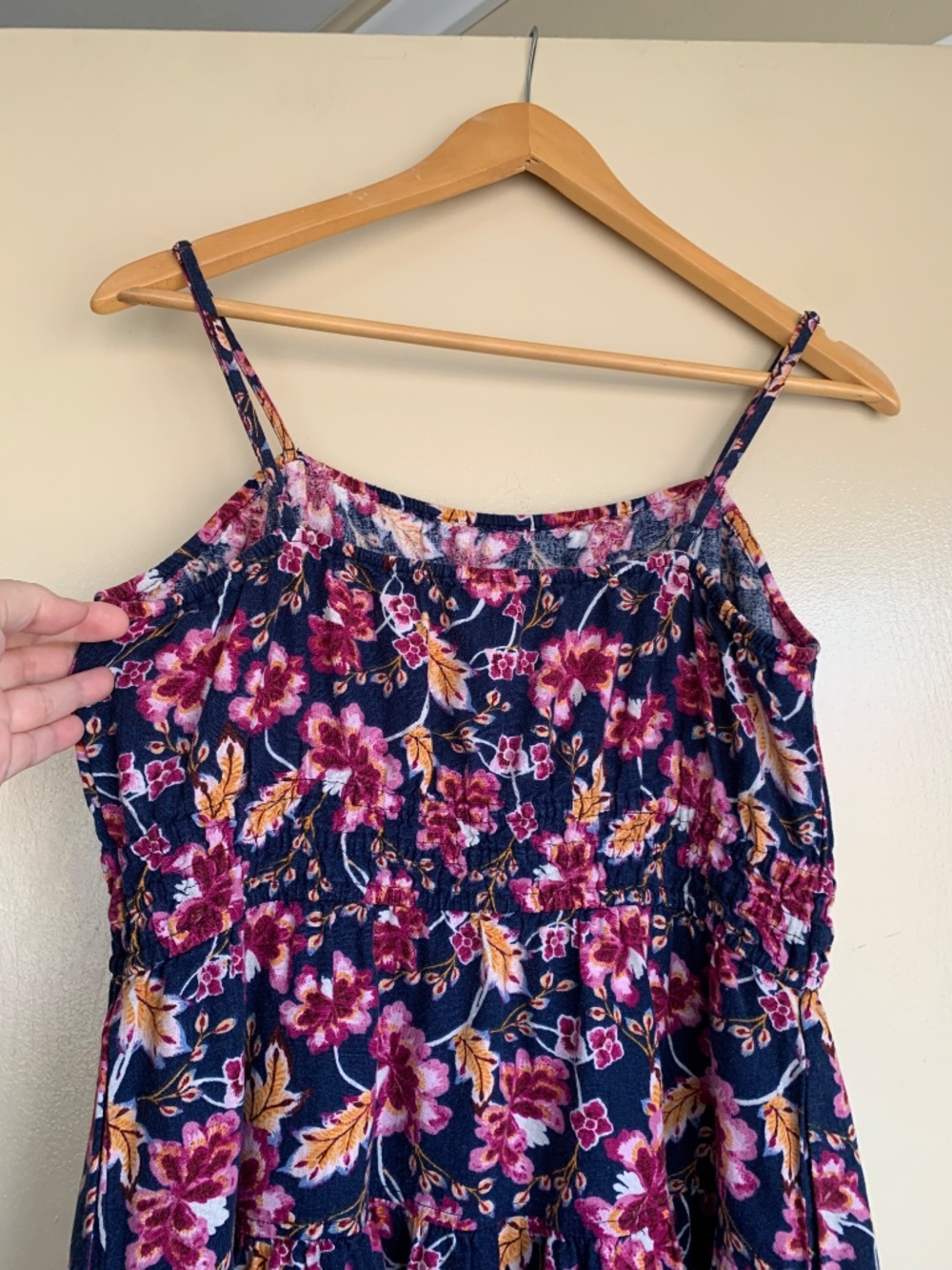 Old Navy Blue Punk Floral Line Blend MIDI Sundress Sz.L Beach Hawaiian Dress - Picture 8 of 10